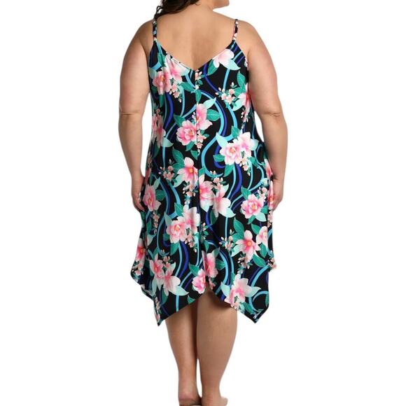 New Women’s La Blanca Nightfall Blooms Scarf Hem Coverup Dress Size 3X - Picture 6 of 7